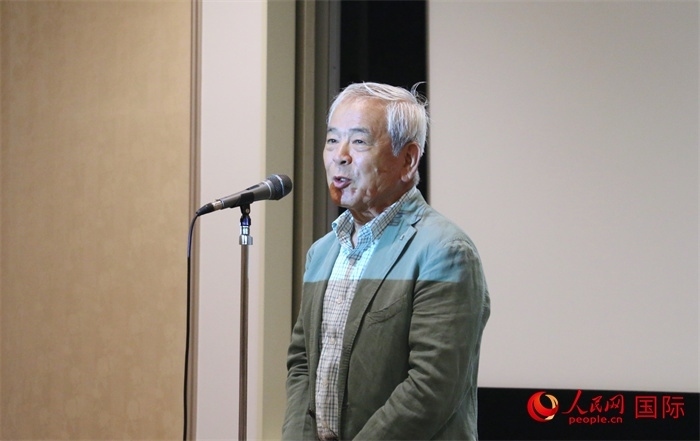 展覽名譽顧問、日本前文化廳長官青柳正規(guī)致辭。（人民網(wǎng) 許可攝）