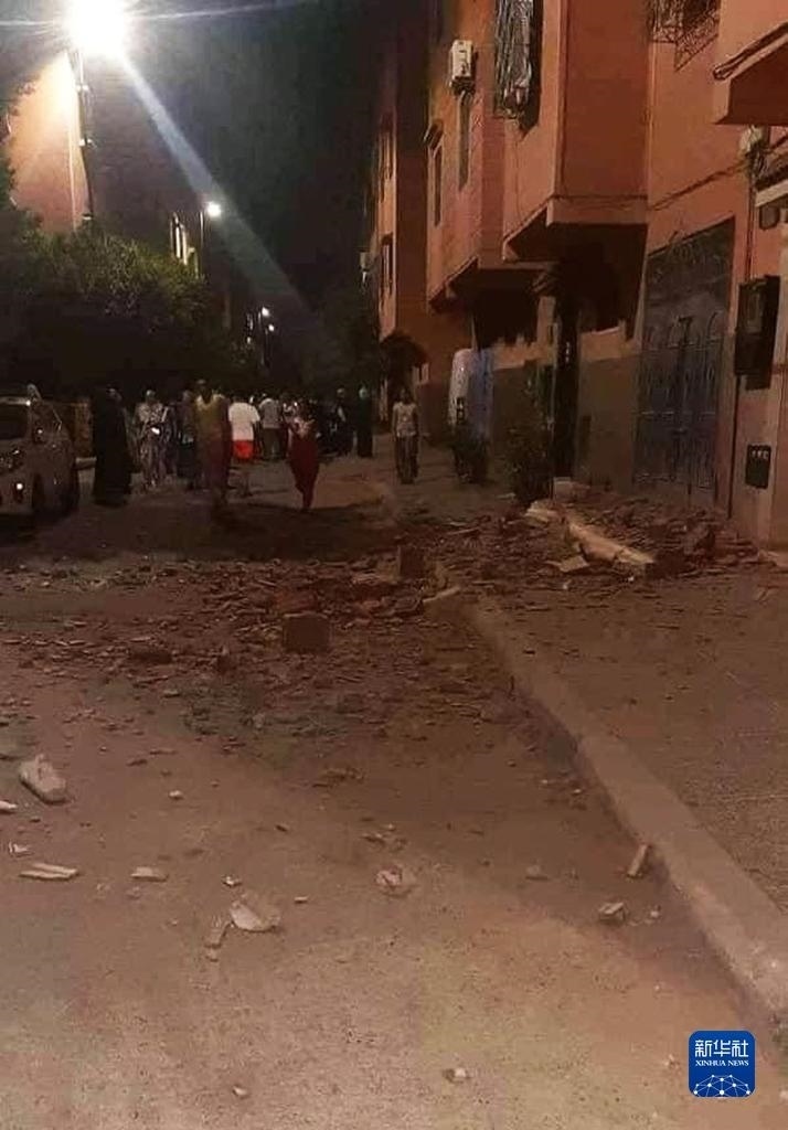 這是9月9日在摩洛哥南部城市馬拉喀什拍攝的震后景象。新華社發(fā)