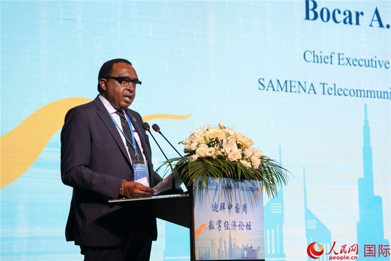 SAMENA電信協(xié)會首席執(zhí)行官博卡爾致辭。人民網(wǎng)記者任皓宇攝