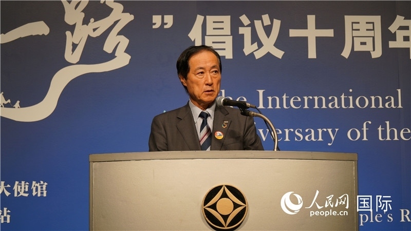 日本經(jīng)團(tuán)聯(lián)副會長佐藤康博發(fā)言。人民網(wǎng) 蔣曉辰攝