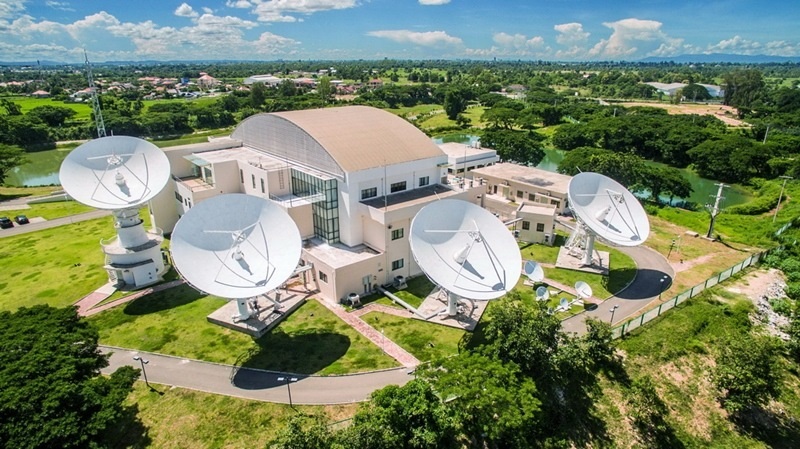 2016年8月1日拍攝的老撾首都萬象的老撾一號通信衛(wèi)星地面站全景。