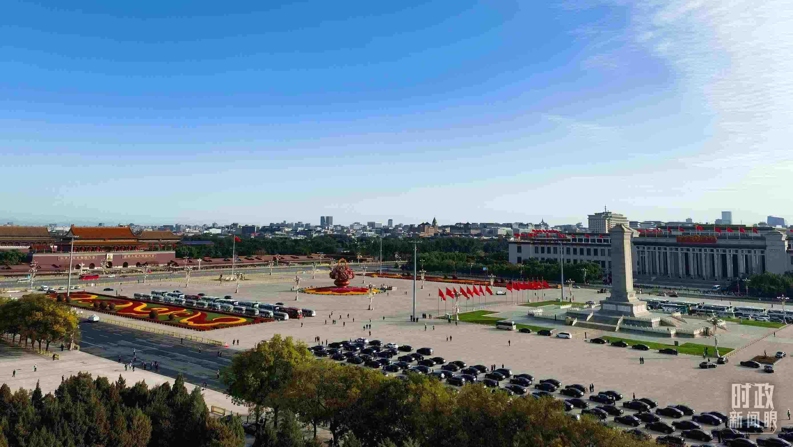 △18日的天安門廣場。（總臺(tái)央視記者周志國拍攝）