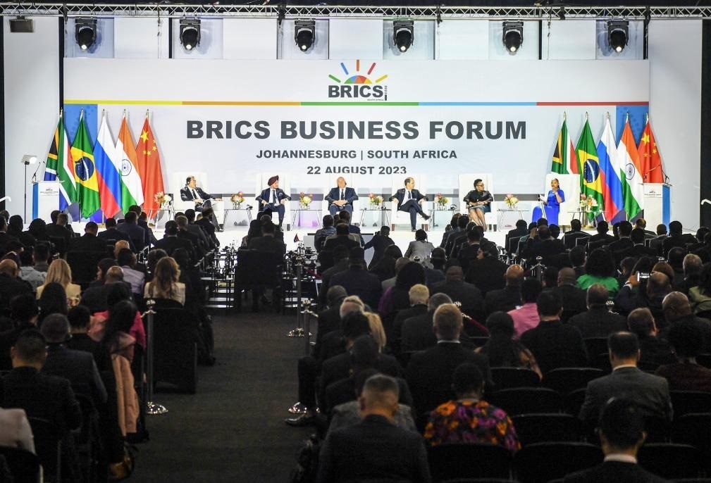 這是8月22日在南非約翰內(nèi)斯堡拍攝的金磚國(guó)家工商論壇現(xiàn)場(chǎng)。新華社記者李亞輝攝