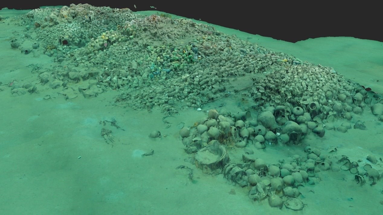 南海西北陸坡一號(hào)沉船遺址核心區(qū)三維圖。國(guó)家文物局供圖