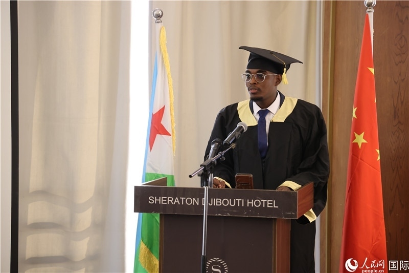 吉布提魯班工坊2023屆畢業(yè)生代表發(fā)言。人民網(wǎng)記者 張志文攝