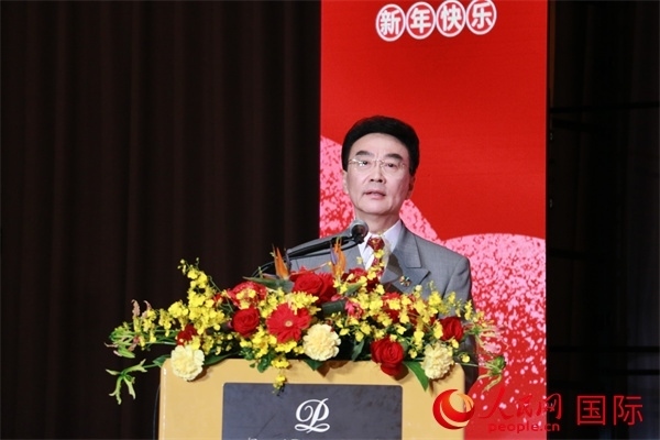 在日中國(guó)企業(yè)協(xié)會(huì)會(huì)長(zhǎng)王家馴致辭。人民網(wǎng) 許可攝