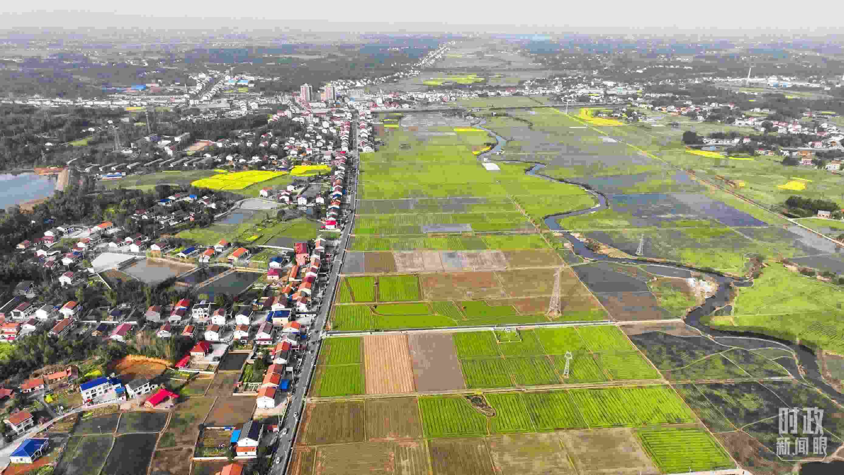 △俯瞰常德市謝家鋪鎮(zhèn)港中坪村。（總臺(tái)國(guó)廣記者李晉拍攝）