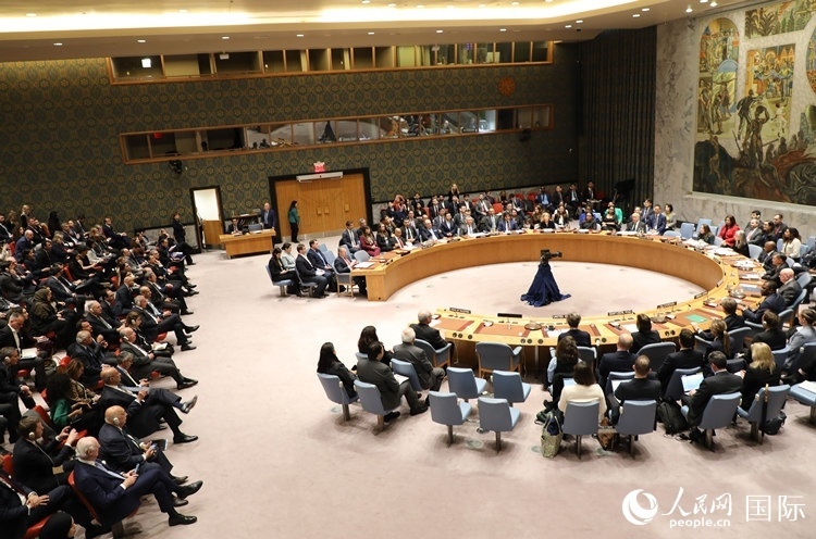 4月18日，聯(lián)合國(guó)總部安理會(huì)投票現(xiàn)場(chǎng)。 人民網(wǎng)記者 李志偉攝