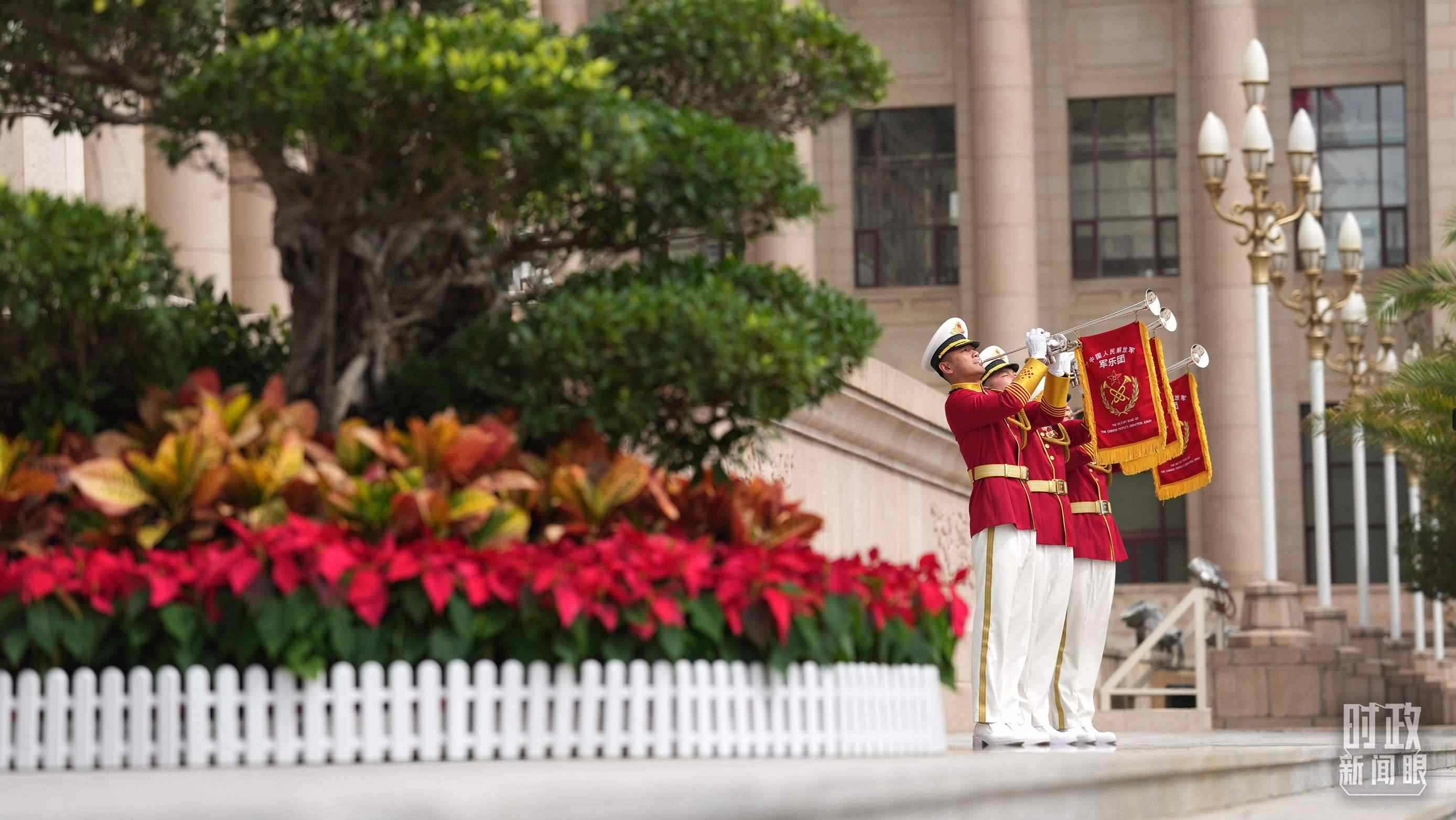 △歡迎儀式現(xiàn)場(chǎng)。（總臺(tái)國(guó)廣記者李晉拍攝）