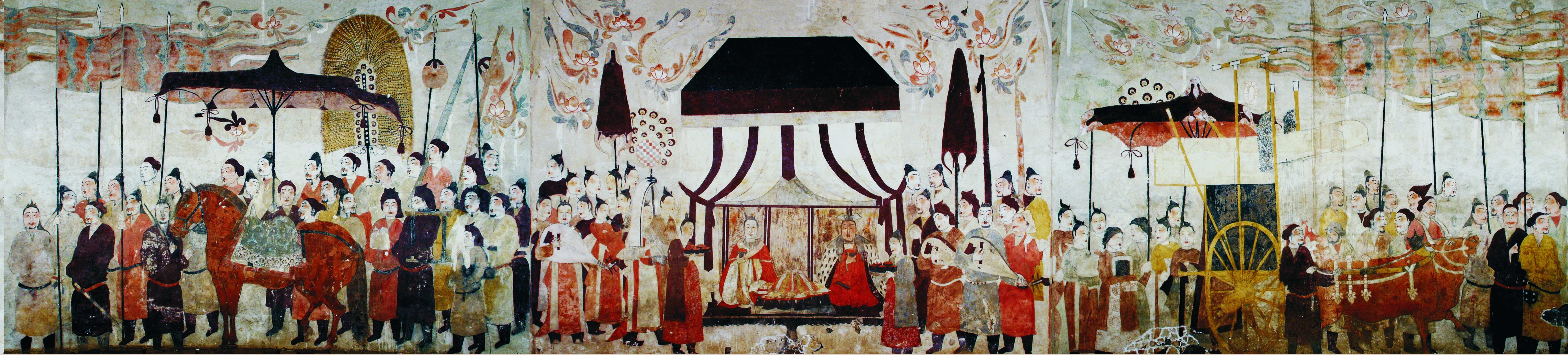 這是徐顯秀墓室壁畫展開圖。太原北齊壁畫博物館供圖