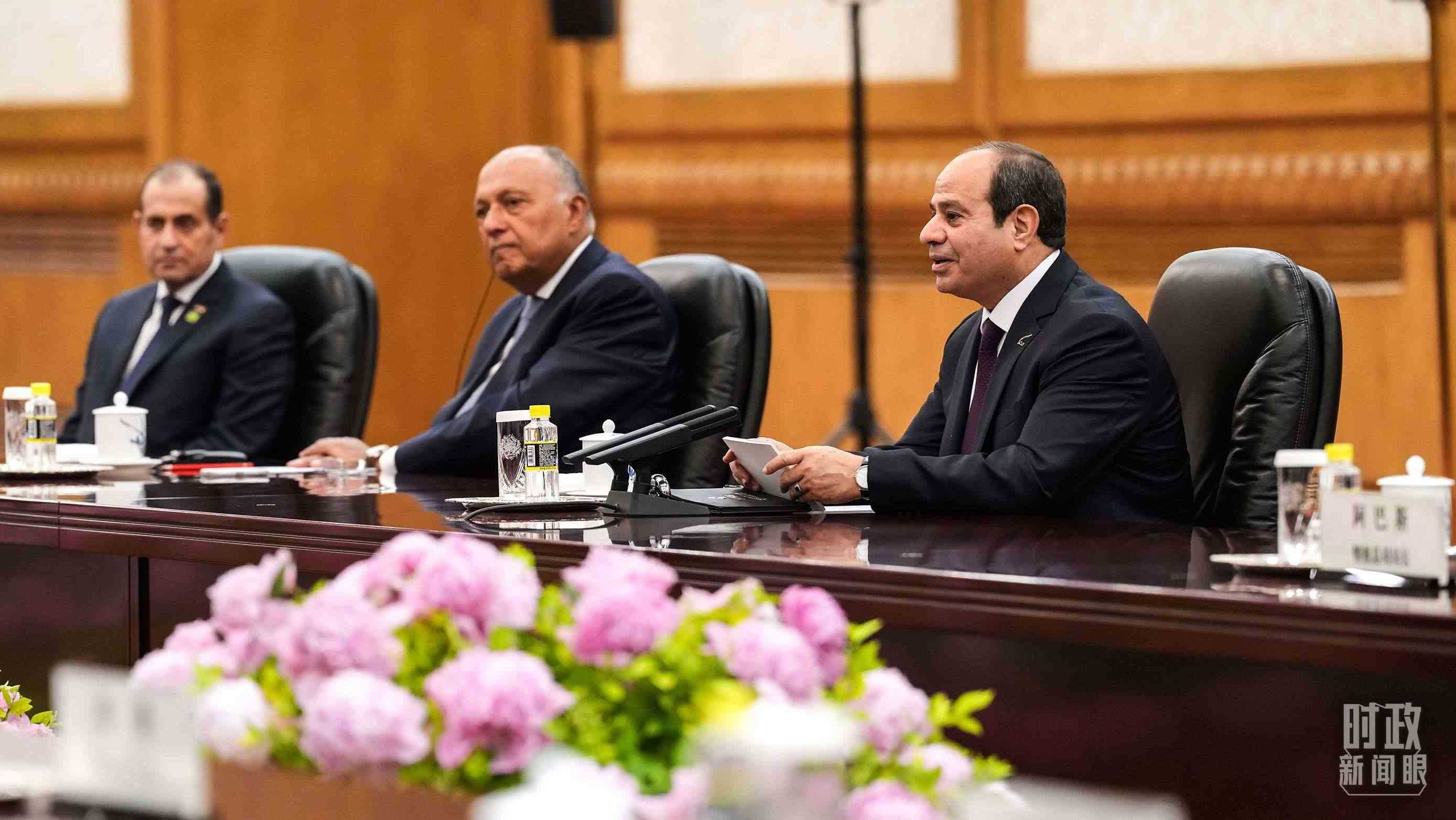 △會談中的塞西總統(tǒng)。（總臺國廣記者李晉拍攝）