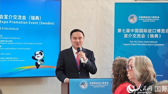 中國國際進(jìn)口博覽局副局長吳政平致辭。人民網(wǎng)記者 殷淼攝