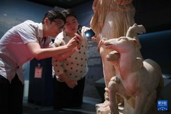 7月2日，安徽博物院工作人員在拍攝開箱后的古希臘文物。新華社記者 張端 攝
