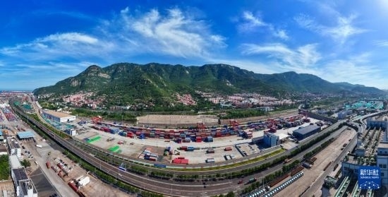 這是6月26日拍攝的中哈連云港物流合作基地（無人機照片）。新華社記者 季春鵬 攝