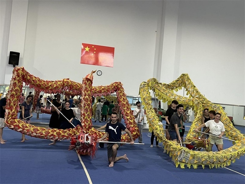 在中國和巴西共迎兩國建交50周年之際，巴西圣保羅州立大學孔子學院今年7月成功組織多批、近40名巴西青少年來華進行短期訪問交流，圖為訪問團成員在中國參加文化體驗活動。 巴西圣保羅州立大學孔子學院供圖