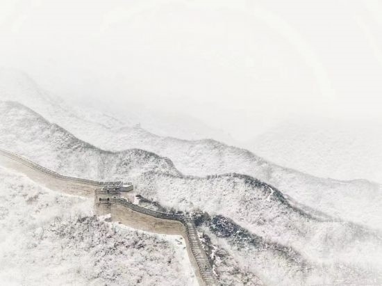 朱銳拍攝的長城雪景。（受訪者供圖）