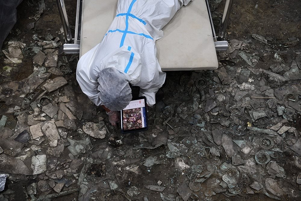 2022年6月28日，四川德陽，三星堆7號祭祀坑發(fā)掘現(xiàn)場。