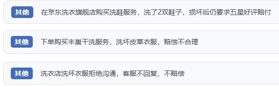 網(wǎng)友涉及互聯(lián)網(wǎng)洗滌服務(wù)的相關(guān)投訴問題。（“人民投訴”用戶投訴截圖）