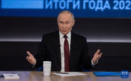 12月19日，在俄羅斯首都莫斯科，俄羅斯總統(tǒng)普京在“年度盤點”活動上講話。新華社記者 白雪騏 攝