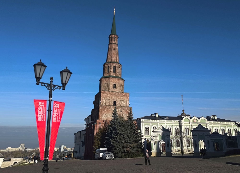 這是2024年10月20日拍攝的俄羅斯喀山克里姆林宮一景。新華社記者 丁海濤 攝