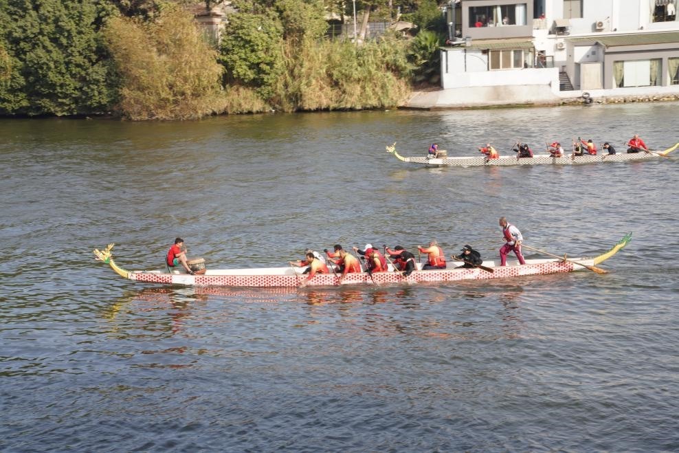 活動(dòng)現(xiàn)場龍舟競技，共慶春節(jié)。開羅中國文化中心供圖