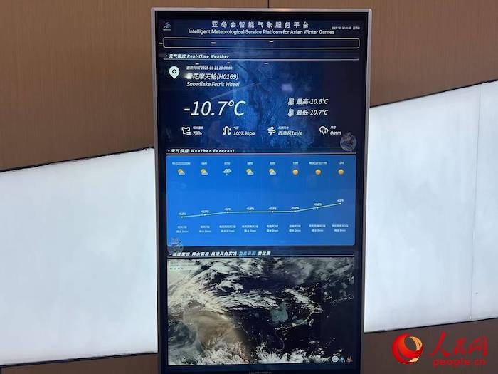 摩天輪等候大廳實(shí)時(shí)顯示的氣象信息。人民網(wǎng) 高清揚(yáng)攝
