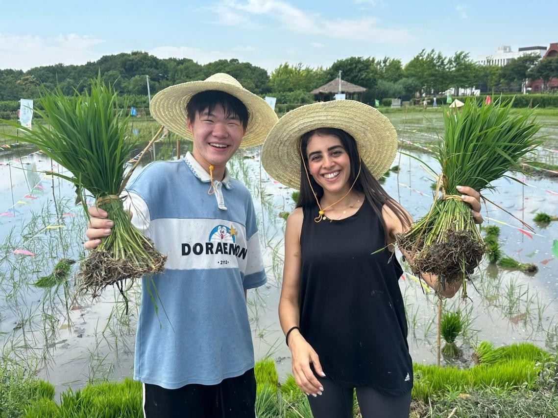 卡友琪在插秧。受訪者供圖