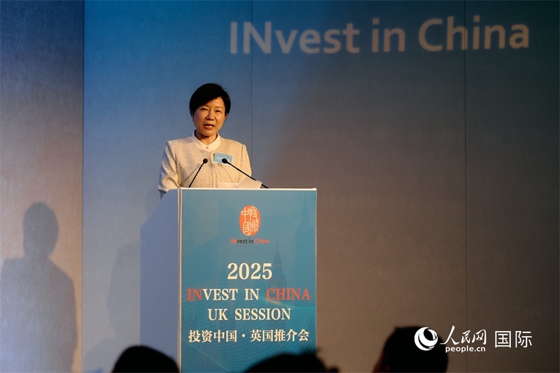 湖南省商務(wù)廳廳長龍小紅做商務(wù)工作情況推介。楊浩鵬攝。