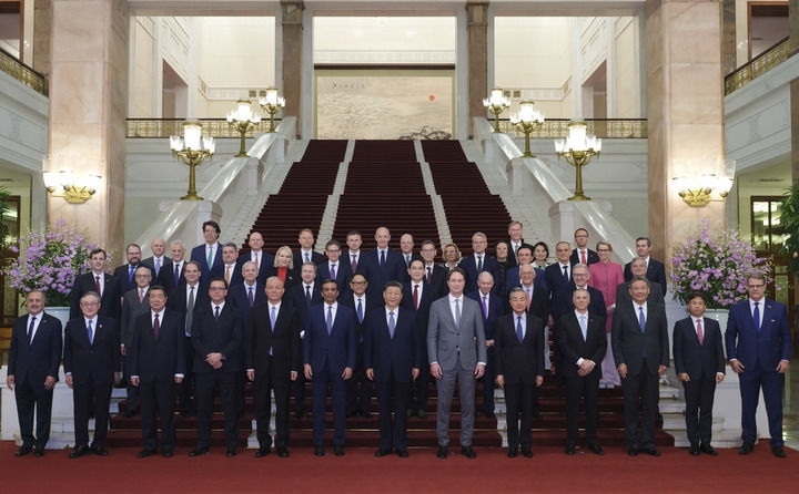 3月28日上午，國家主席習(xí)近平在北京人民大會堂會見國際工商界代表。新華社記者 丁林 攝